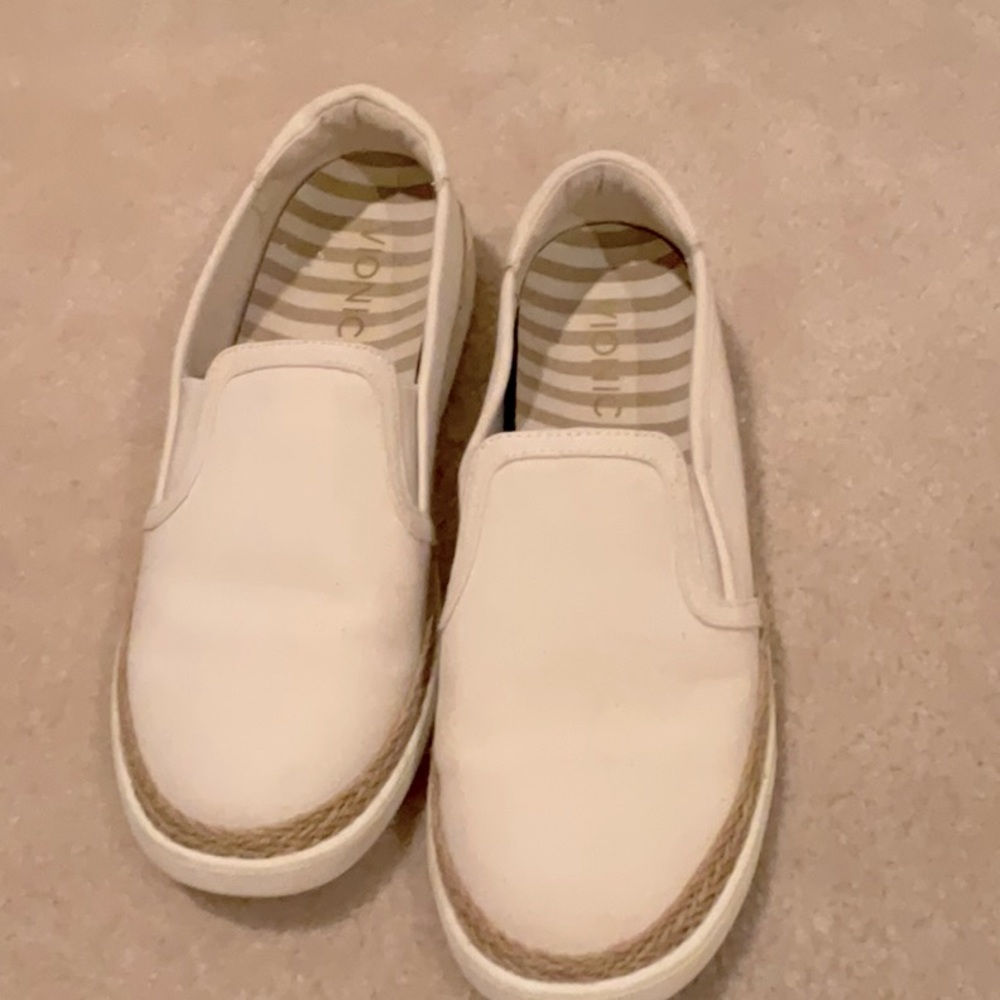 Vionic White Slip-On Flats with Rope Trim